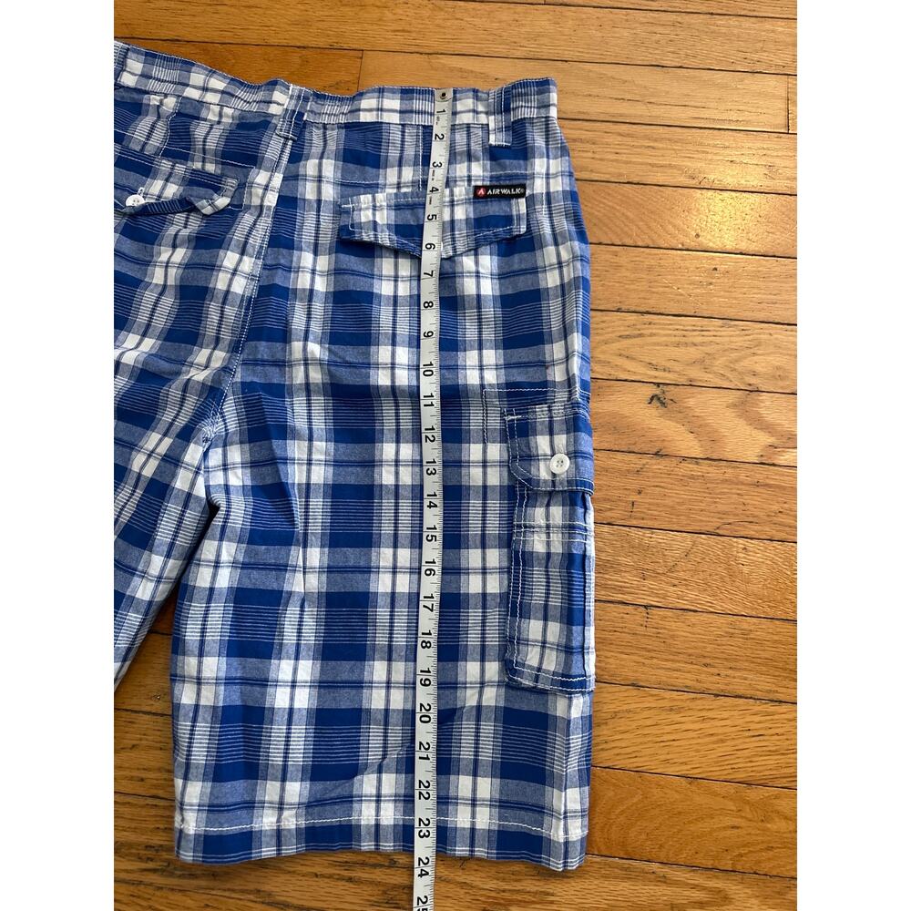 Airwalk Plaid Cargo Shorts Mens Size 36 Blue White Casual Summer Skate Y2K - Picture 4 of 4